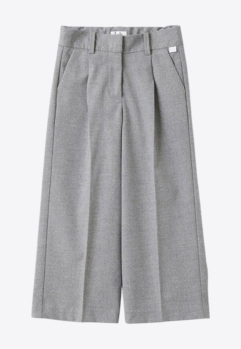 Il Gufo Girls Pleated Wide Pants Gray A24PL441W0003-AWO/P_GUFO-072