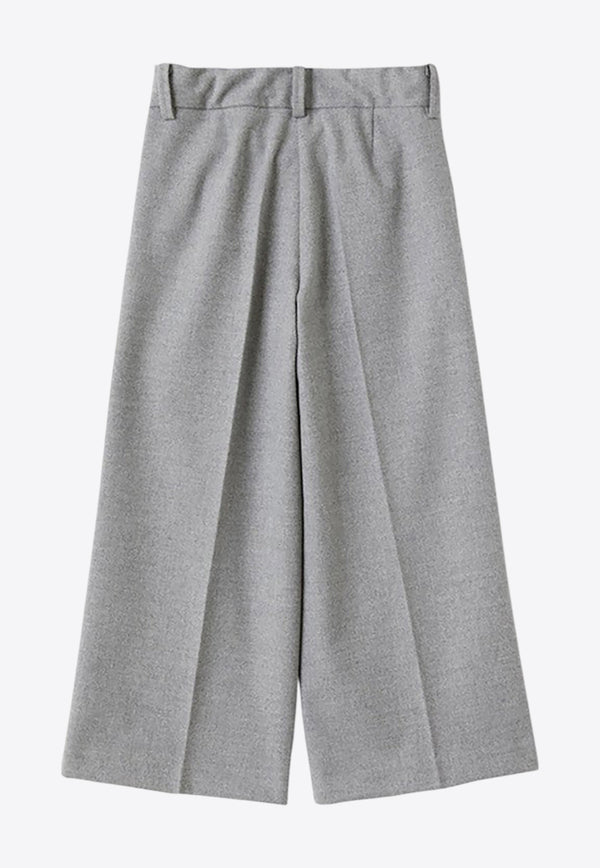 Il Gufo Girls Pleated Wide Pants Gray A24PL441W0003-BWO/P_GUFO-072