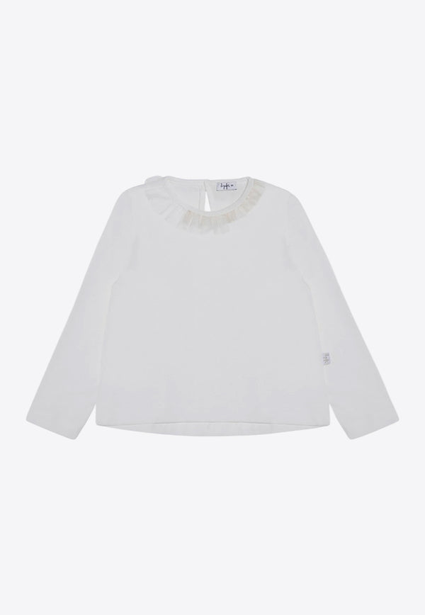 Il Gufo Girls Ruffle-Collar Top White A24TA342MF002-ACO/P_GUFO-1013