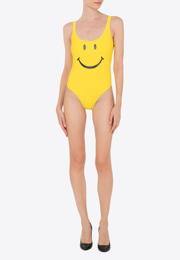 Moschino Smiley Print One-Piece Swimsuit Yellow A4202 0575 1027