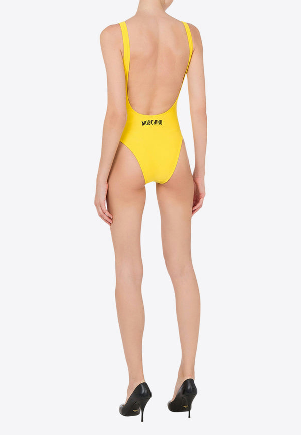 Moschino Smiley Print One-Piece Swimsuit Yellow A4202 0575 1027