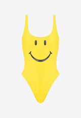 Moschino Smiley Print One-Piece Swimsuit Yellow A4202 0575 1027