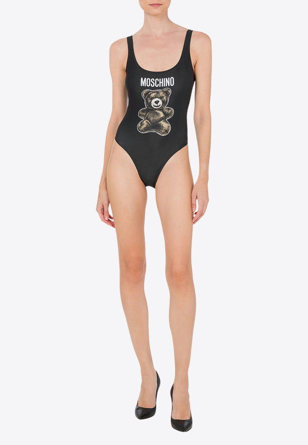 Moschino Teddy Bear Print One-Piece Swimsuit Black A4203 0577 1555