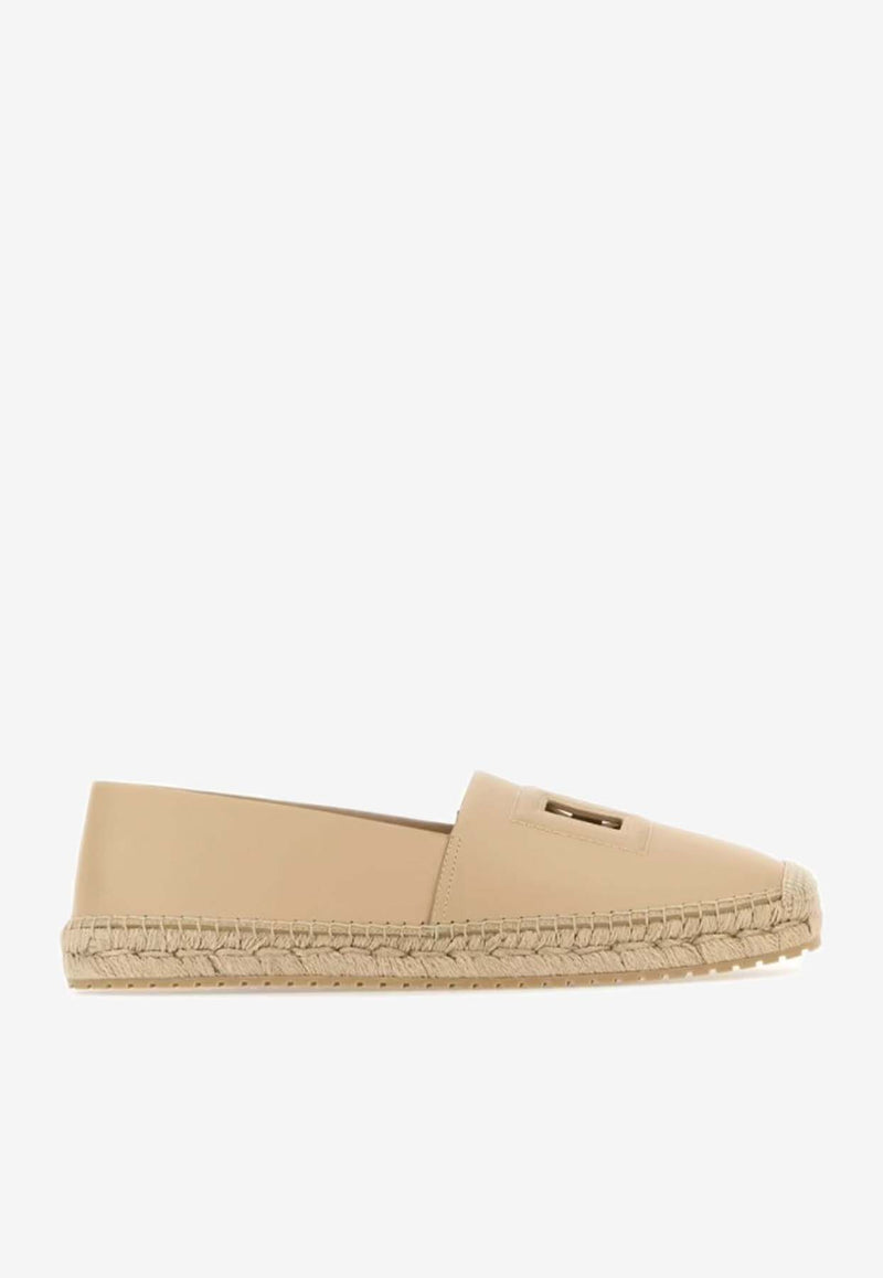 Dolce 
Gabbana DG Logo Nappa Leather Espadrilles Beige A50574 AO602 8H005