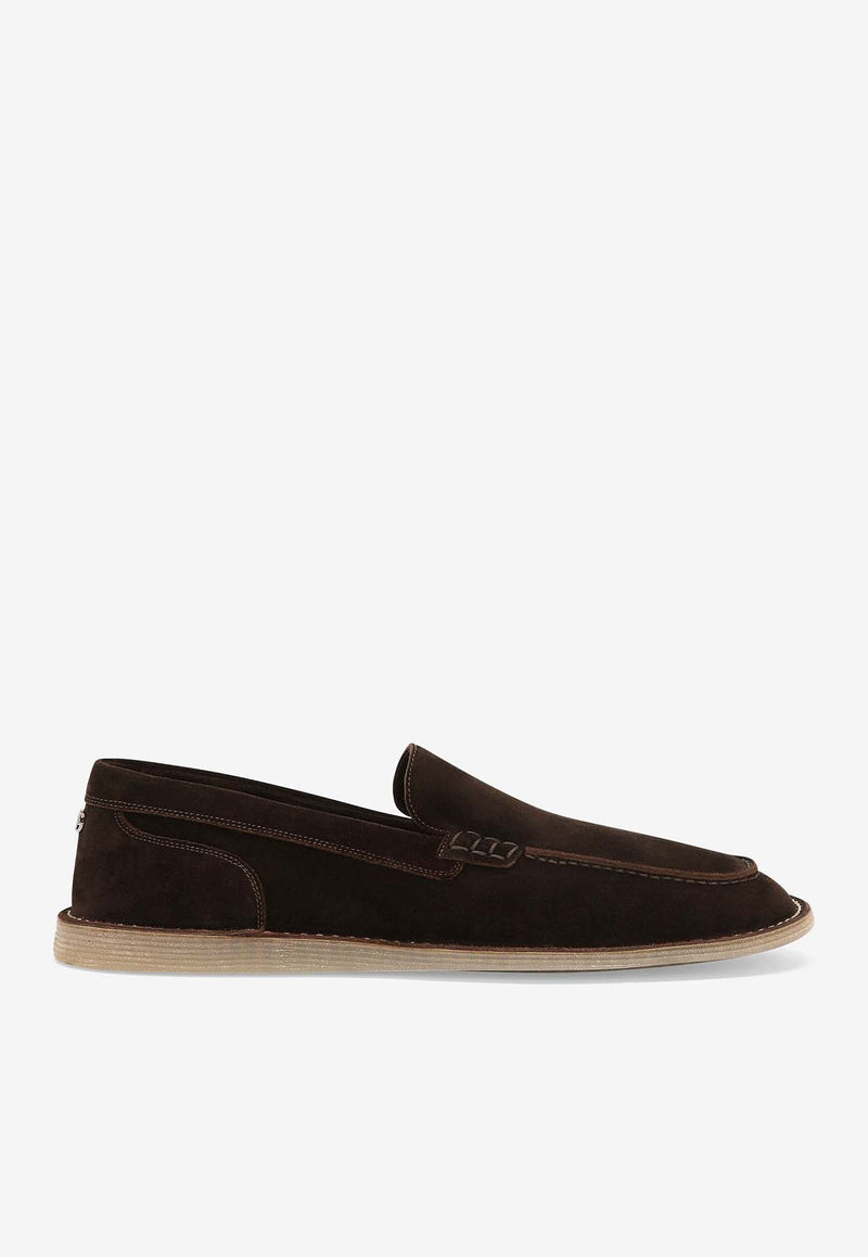 Dolce 
Gabbana Logo Suede Loafers A50593 AS707 80081 Brown