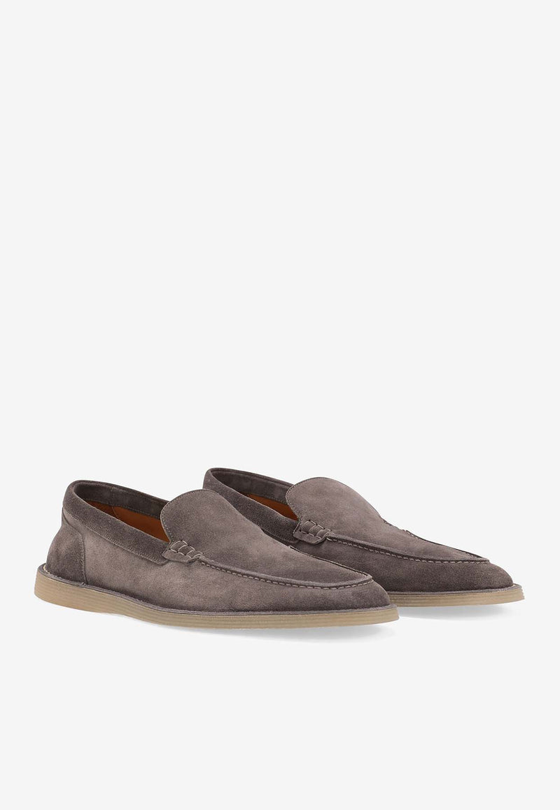 Dolce 
Gabbana Logo Suede Loafers A50593 AS707 80730 Gray