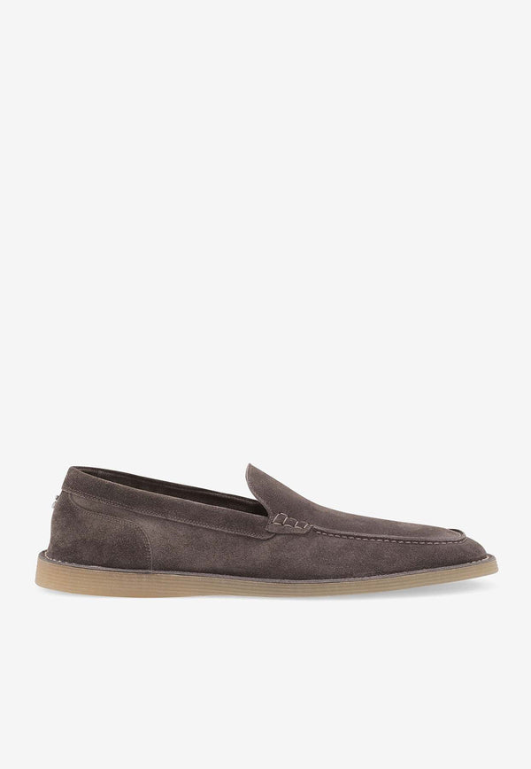 Dolce 
Gabbana Logo Suede Loafers A50593 AS707 80730 Gray