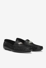 Dolce 
Gabbana Logo Plaque Deerskin Loafers Black A50596 A8034 80999