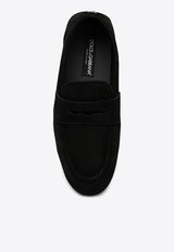 Dolce 
Gabbana Logo-Plaque Suede Penny Loafers A50599AS707/O_DOLCE-80999