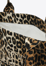 GANNI Leopard Print Tote Bag Brown A5807CO/Q_GAN-943