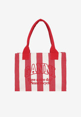 GANNI Large Easy Striped Tote Bag Red A5970RED MULTI