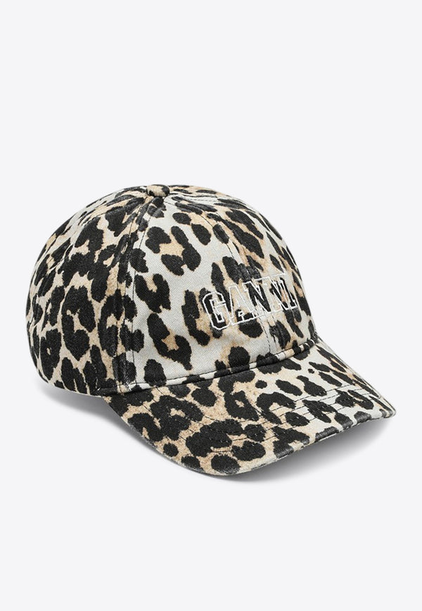 GANNI Leopard Print Baseball Cap Beige A63035890/Q_GAN-943