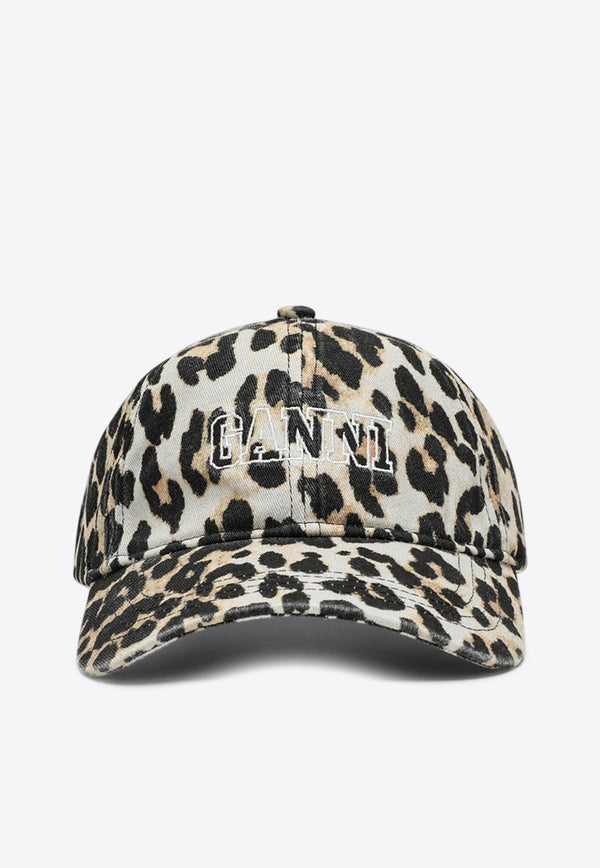 GANNI Leopard Print Baseball Cap Beige A63035890/Q_GAN-943