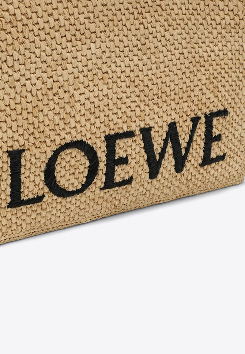 Loewe Logo Font Raffia Tote Bag Natural A685B61X05NF/Q_LOEW-2123