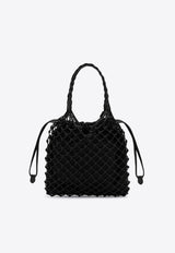 Moschino Basket Net Leather Shoulder Bag Black A73028002/P_MOSCH-2555