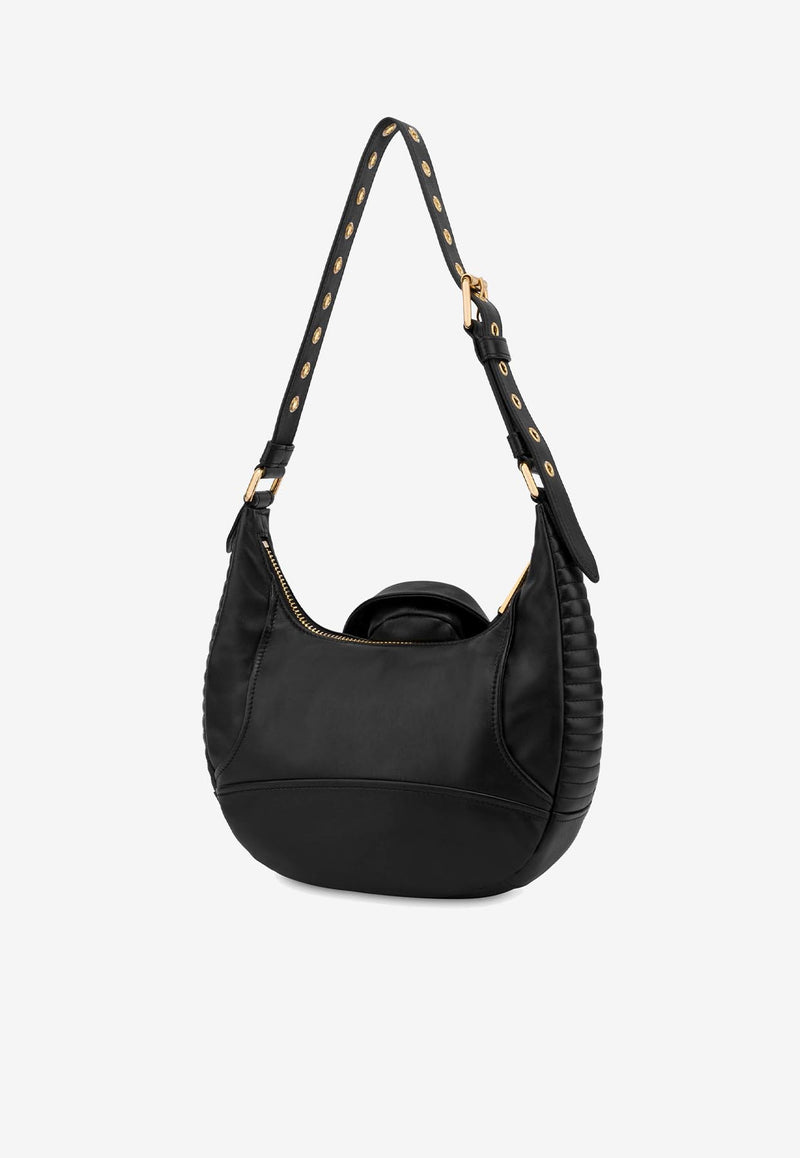 Moschino Nappa Leather Biker Hobo Bag Black A7433 8002 1555