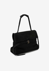 Moschino Small Suede Shoulder Bag  Black A75778035/P_MOSCH-0555