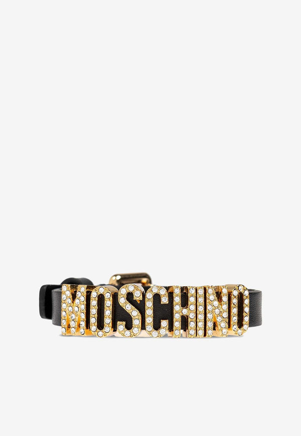 Moschino Crystal-Embellished Log Bracelet A776580082555 2555 Black