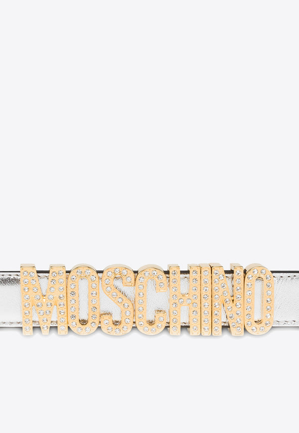 Moschino Lettering Logo Laminated Leather Belt A8021 8011 1600