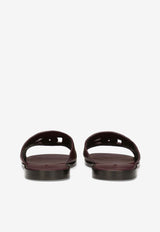 Dolce 
Gabbana DG Logo Deerskin Slides Bordeaux A80397 A8034 80308