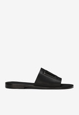 Dolce 
Gabbana Logo Calfskin Slides Black A80397 AO602 80999