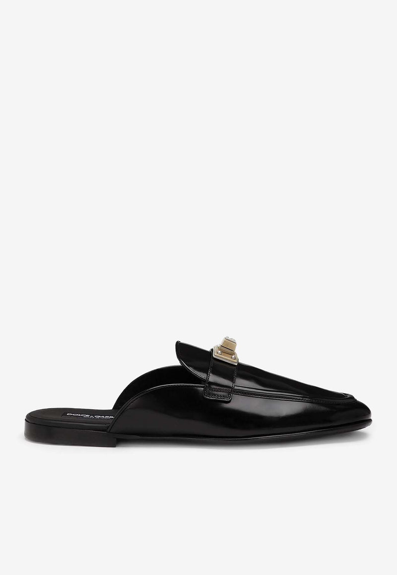 Dolce 
Gabbana Ariosto Brushed Leather Mules Black A80438 AQ237 80999