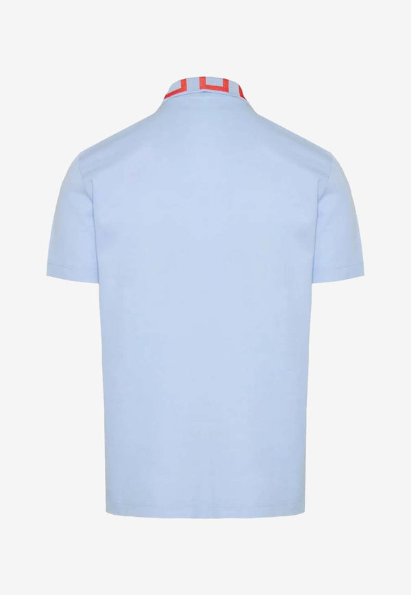 Versace Medusa Greca Short Sleeved Polo T-shirt Light Blue A89492 1A04867 2US40