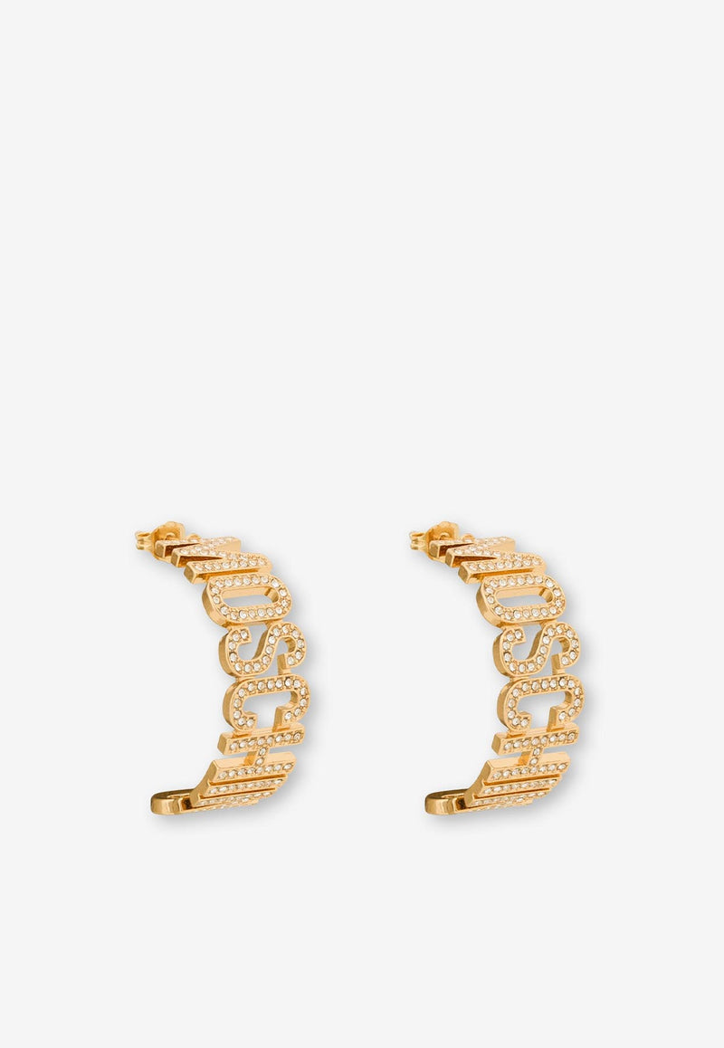 Moschino Crystal-Embellished Logo Earrings A9170 8434 1606 Gold