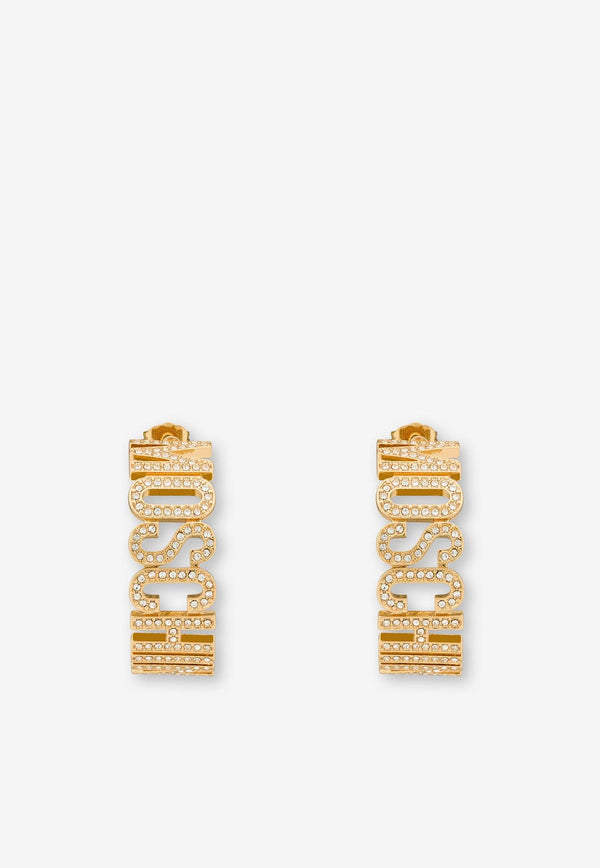 Moschino Crystal-Embellished Logo Earrings A9170 8434 1606 Gold