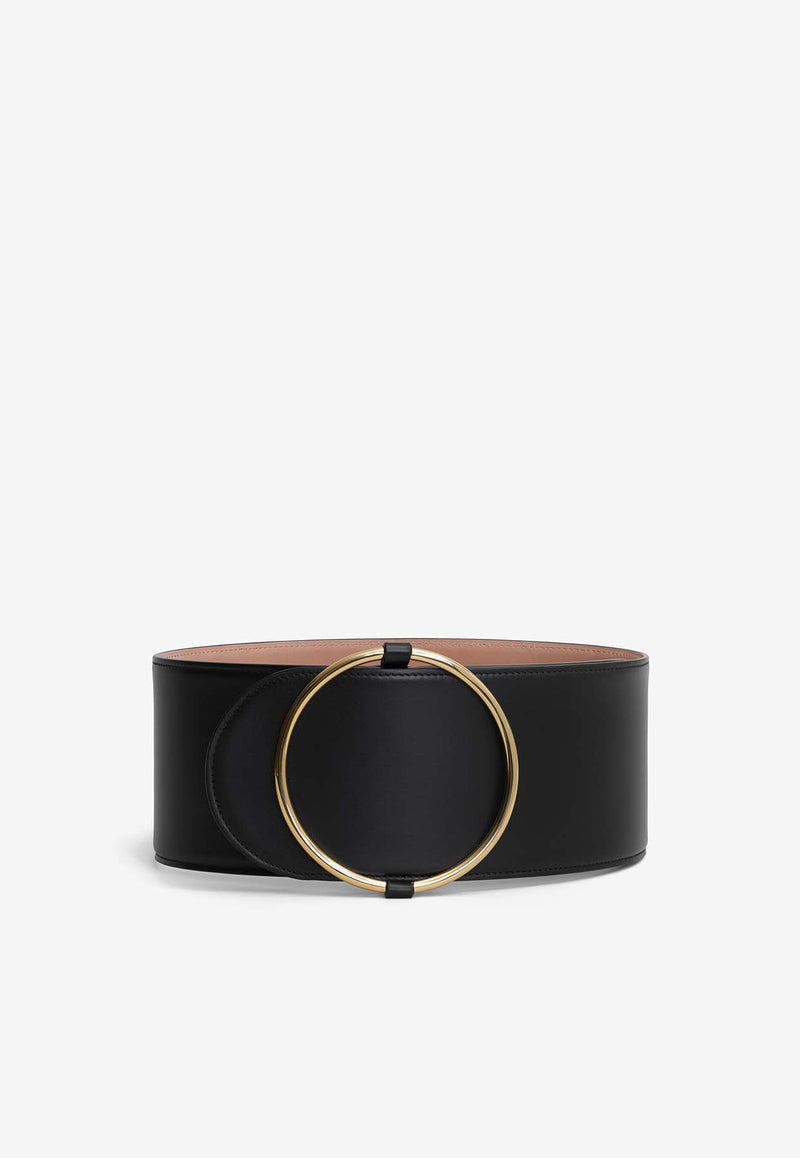 Alaïa, HNKW, SS25, Women, Accessories, Belts Large Ring Belt in Calf Leather Black AA1C027GCA339BLACK