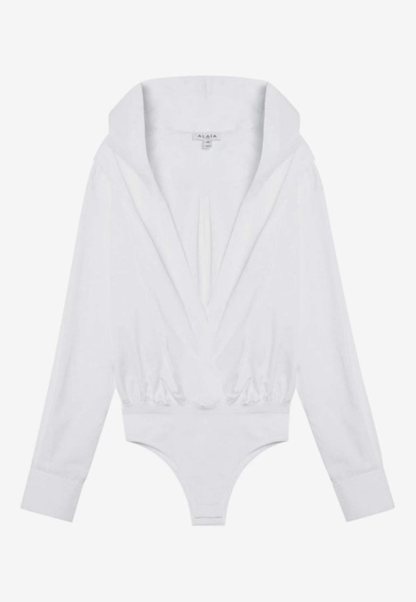 Alaïa Hooded Bodysuit Top White AA9C08576T611CO/P_ALAIA-000