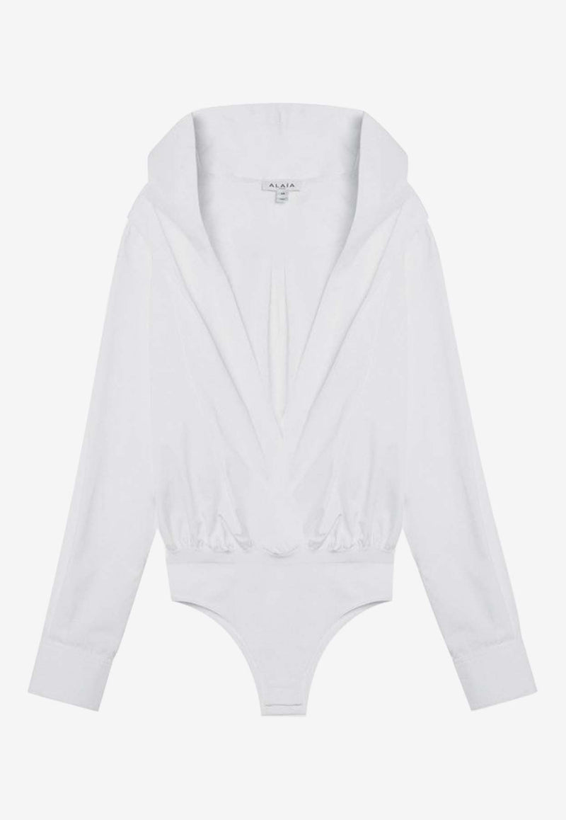 Alaïa Hooded Bodysuit Top White AA9C08576T611CO/P_ALAIA-000