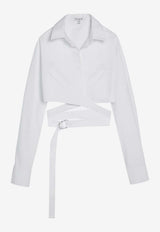 Alaïa Crossover Poplin Long-Sleeved Shirt White AA9C09056T611CO/P_ALAIA-000