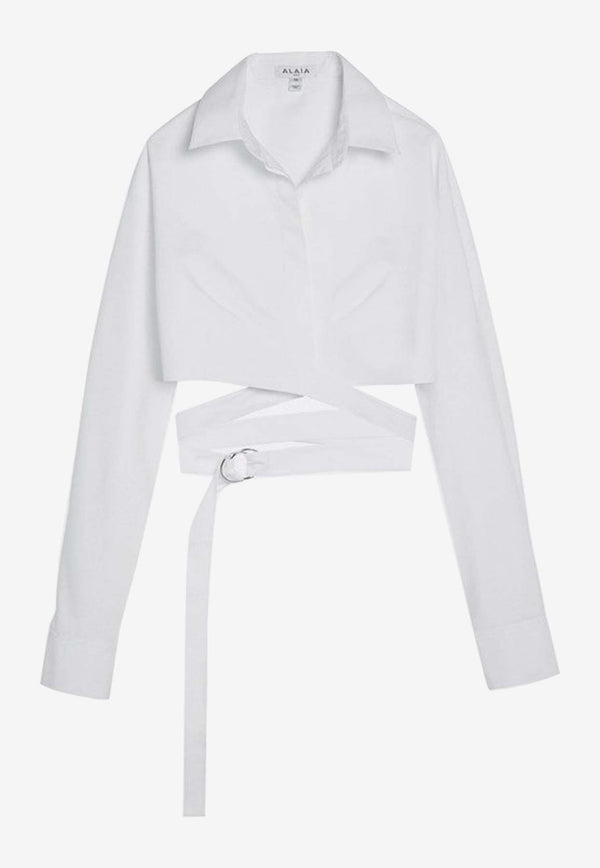 Alaïa Crossover Poplin Long-Sleeved Shirt White AA9C09056T611CO/P_ALAIA-000