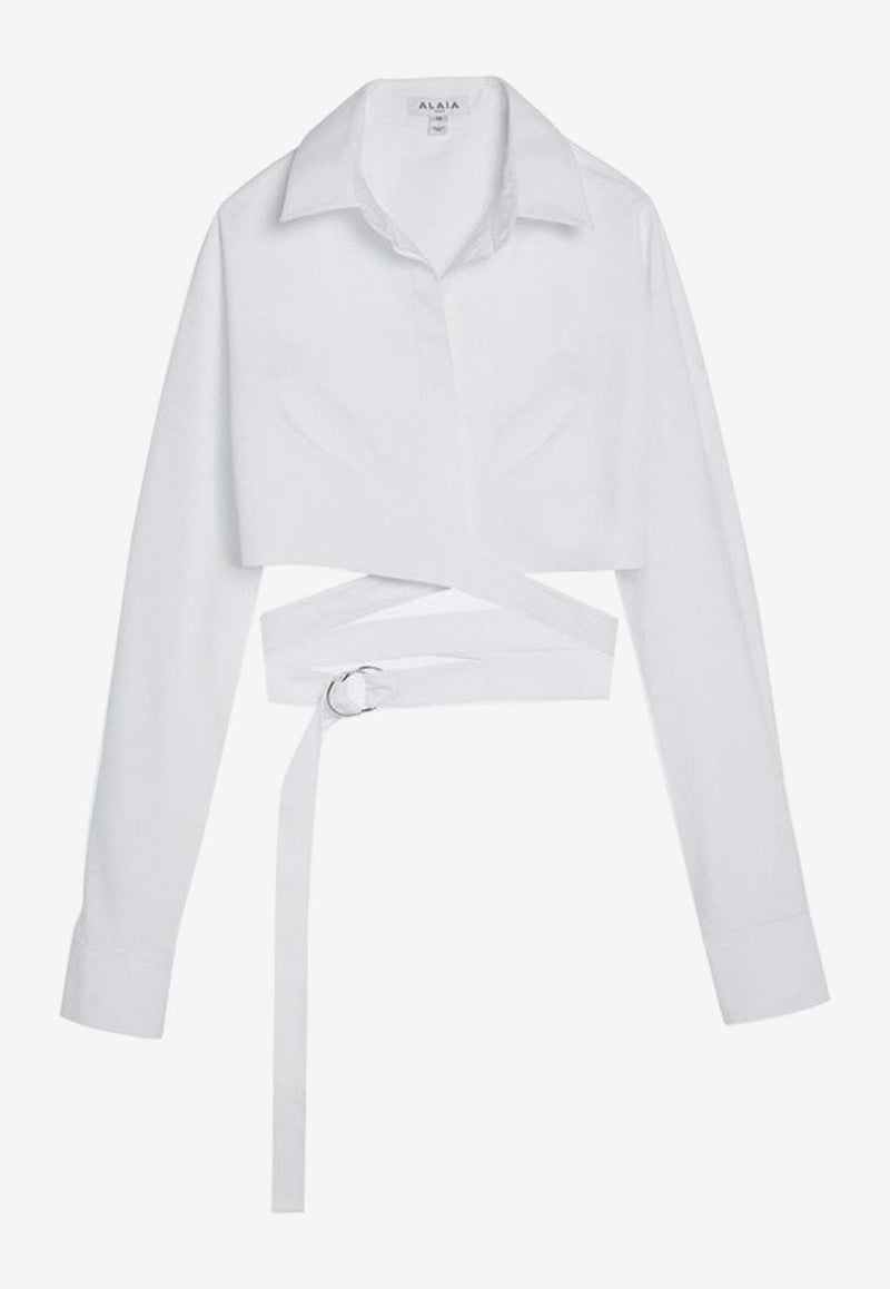 Alaïa Crossover Poplin Long-Sleeved Shirt White AA9C09056T611CO/P_ALAIA-000