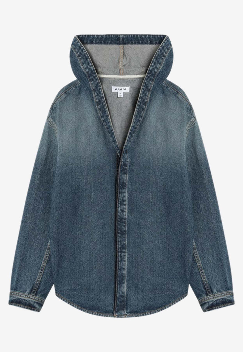 Alaïa Hooded Denim Shirt Blue AA9C0967T536ADE/Q_ALAIA-525