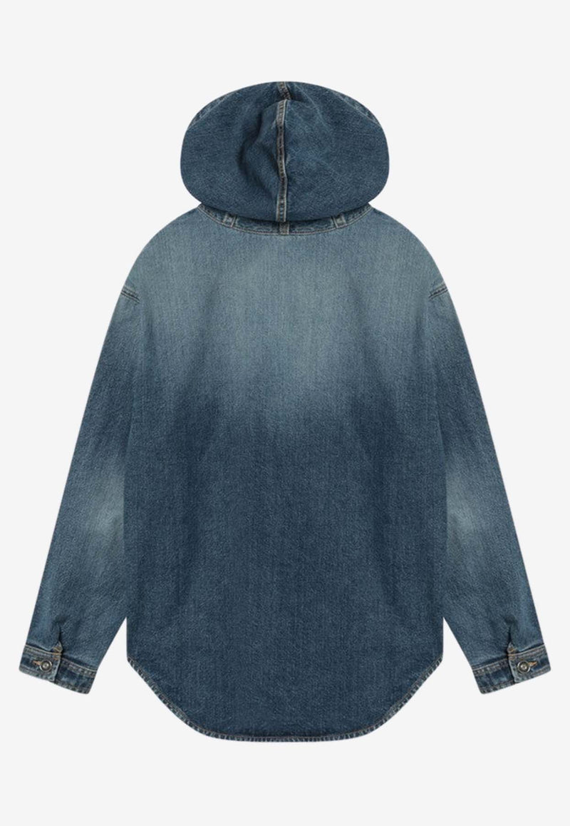 Alaïa Hooded Denim Shirt Blue AA9C0967T536ADE/Q_ALAIA-525