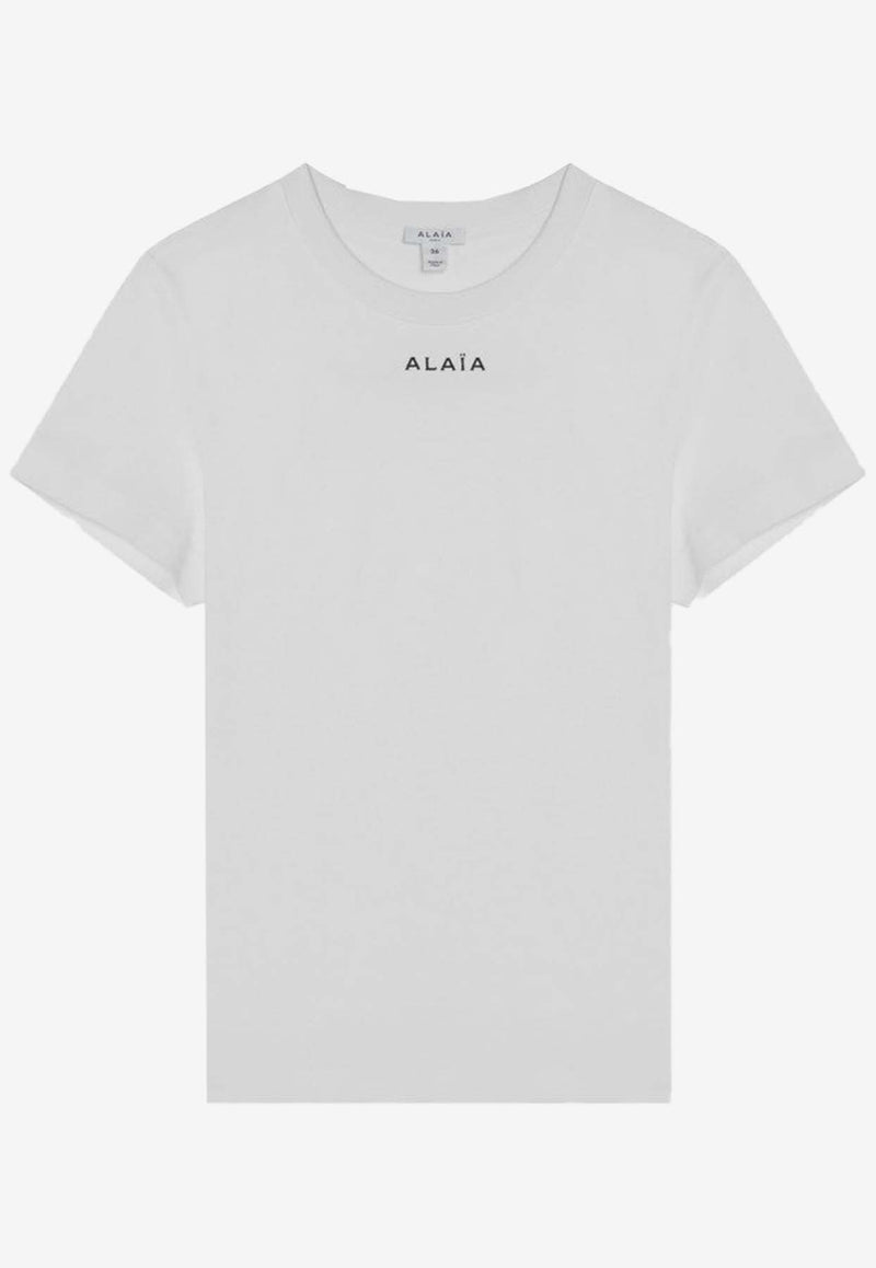 Alaïa Logo Print Crewneck T-shirt White AA9H0431J0105CO/Q_ALAIA-000