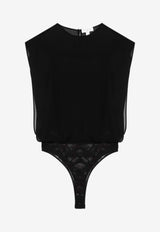 Alaïa Georgette Bodysuit Top  Black AA9H0492T666ASI/Q_ALAIA-995