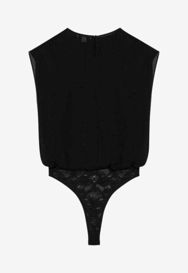 Alaïa Georgette Bodysuit Top  Black AA9H0492T666ASI/Q_ALAIA-995