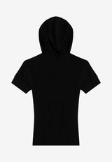 Piqué Hooded V-neck T-shirt