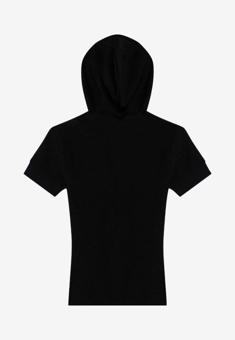 Piqué Hooded V-neck T-shirt