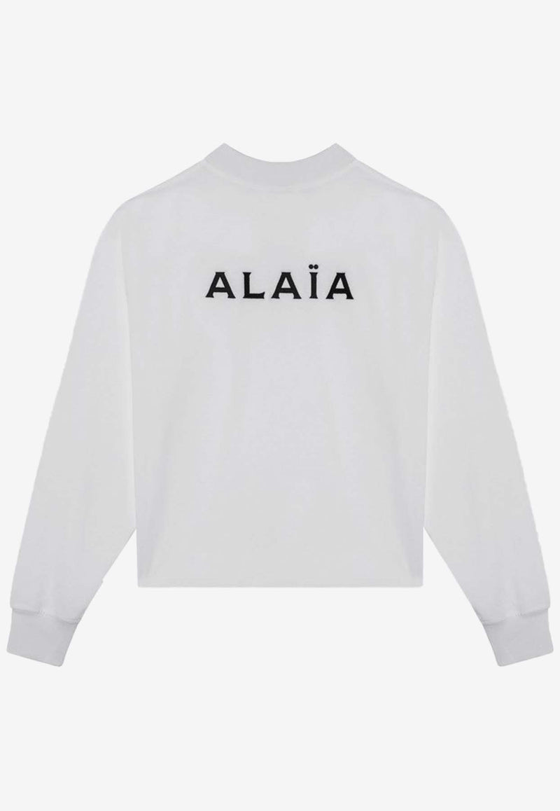 Alaïa Logo Lettering Crewneck Sweater White AA9H1139J010ACO/Q_ALAIA-000