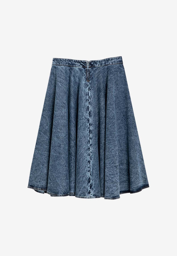 Alaïa Flared Midi Denim Skirt Blue AA9J05446T535DE/P_ALAIA-524