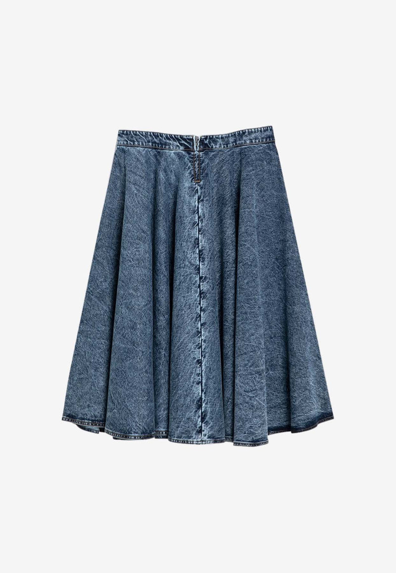 Alaïa Flared Midi Denim Skirt Blue AA9J05446T535DE/P_ALAIA-524