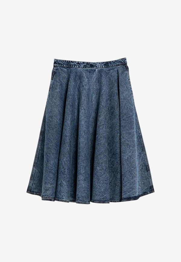 Alaïa Flared Midi Denim Skirt Blue AA9J05446T535DE/P_ALAIA-524