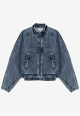 Alaïa Zip-Up Washed Denim Jacket Blue AA9V03826T535DE/P_ALAIA-524