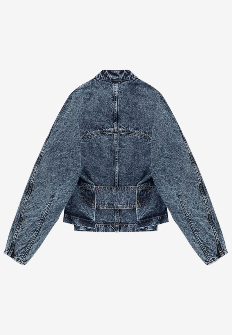 Zip-Up Washed Denim Jacket