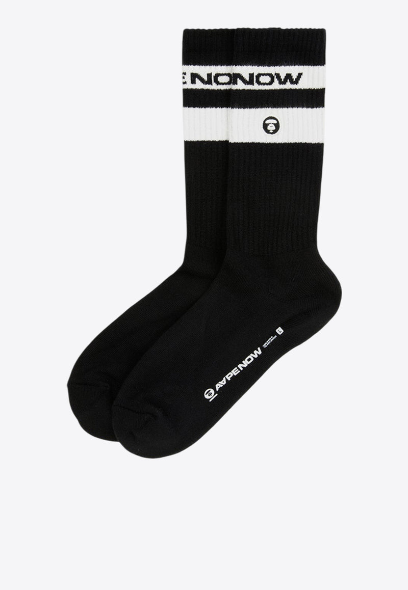 AAPE Logo Stripe Socks AAPSOM5135XXNBKXBLACK