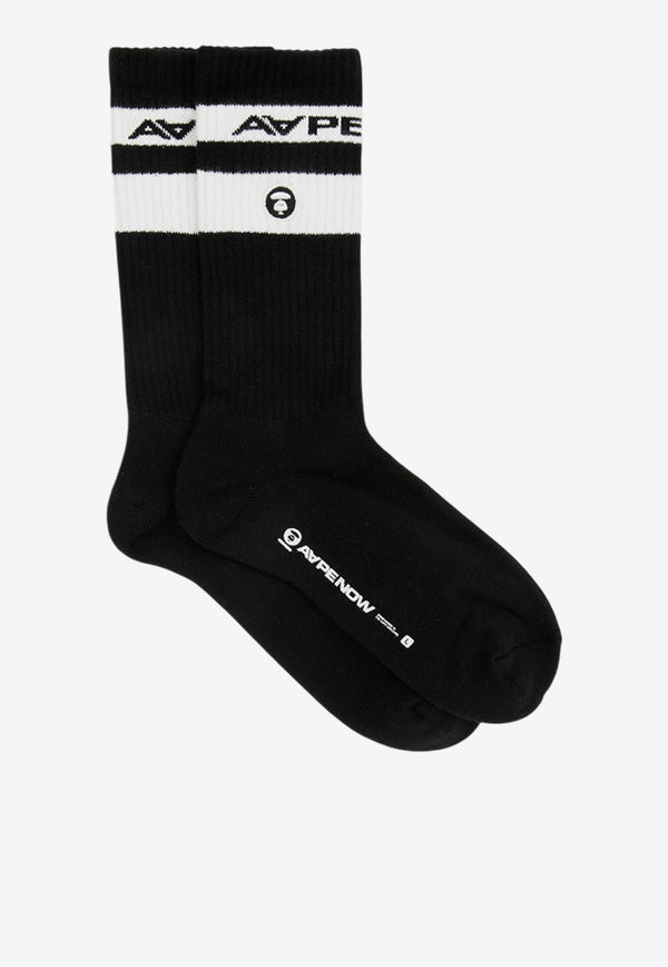 AAPE Logo Stripe Socks AAPSOM5135XXNBKXBLACK